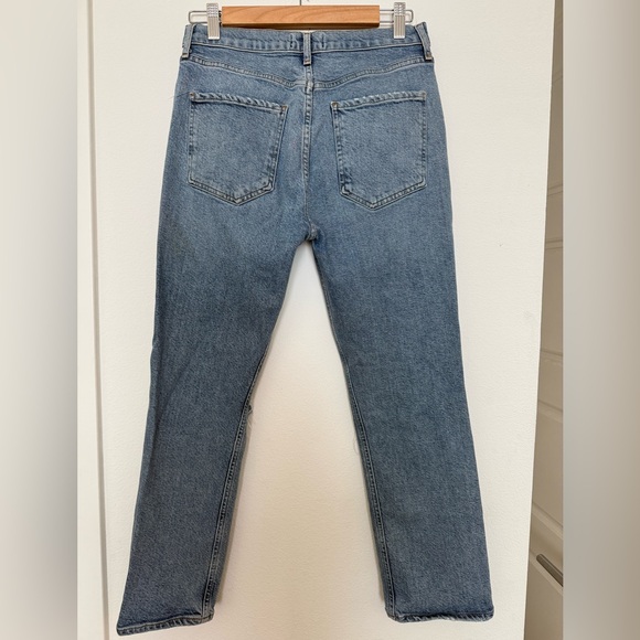 Agolde Riley High Rise Light Blue Ripped Jeans - Picture 2 of 6